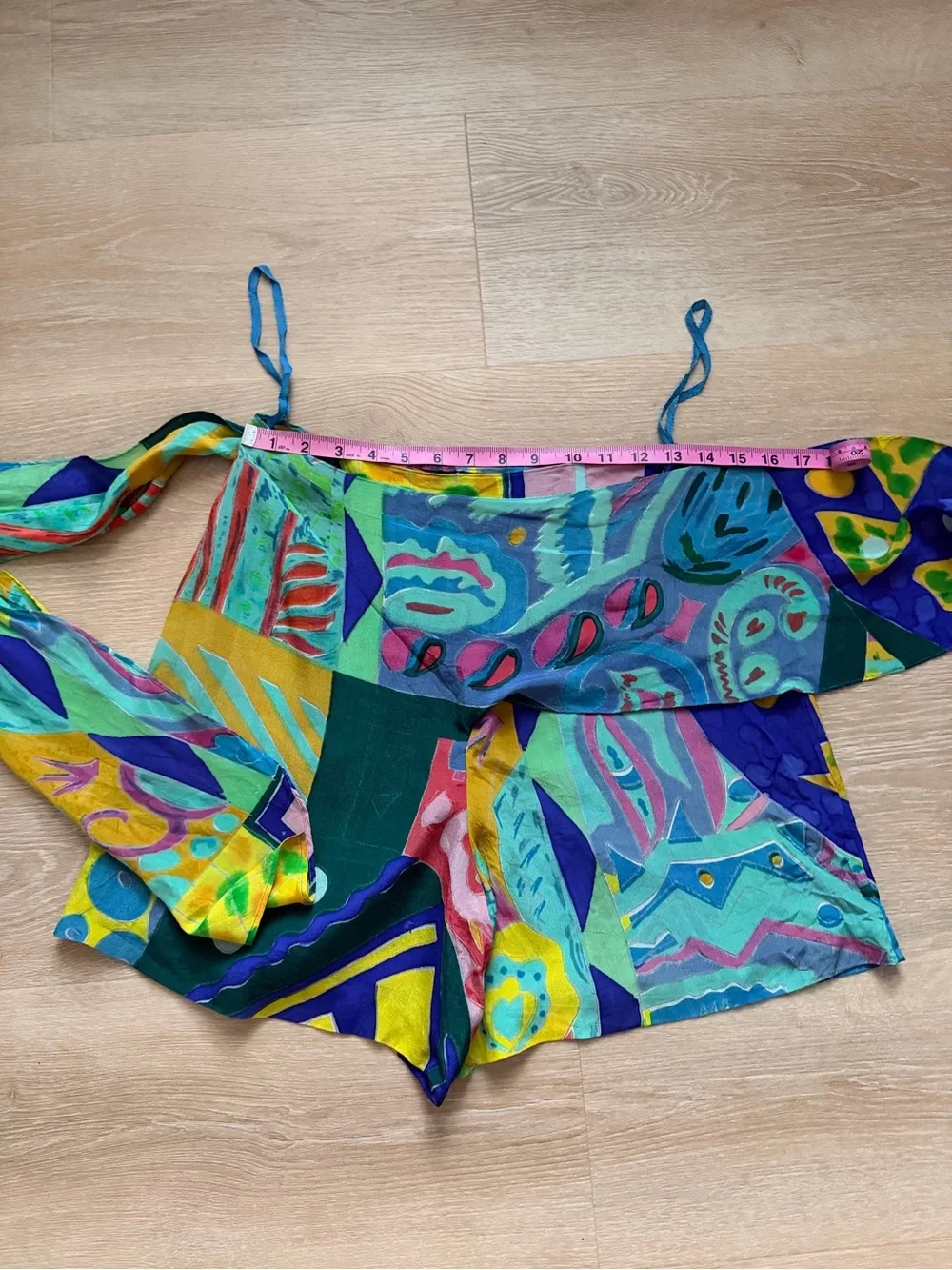 RARE NWOT Vintage 90s Silk Abstract Wrap Culotte Tie-waist Shorts 6 Farm Rio